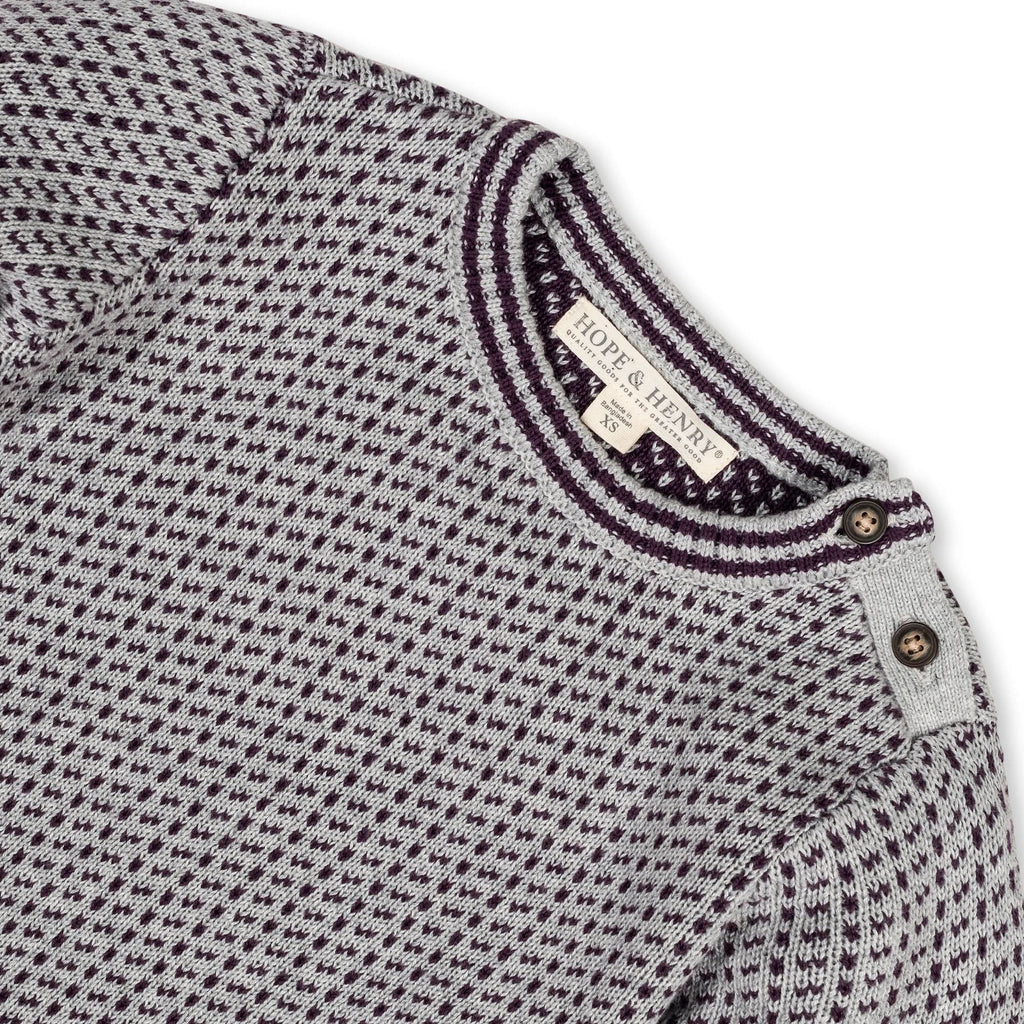 Organic Intarsia Crew Neck Sweater