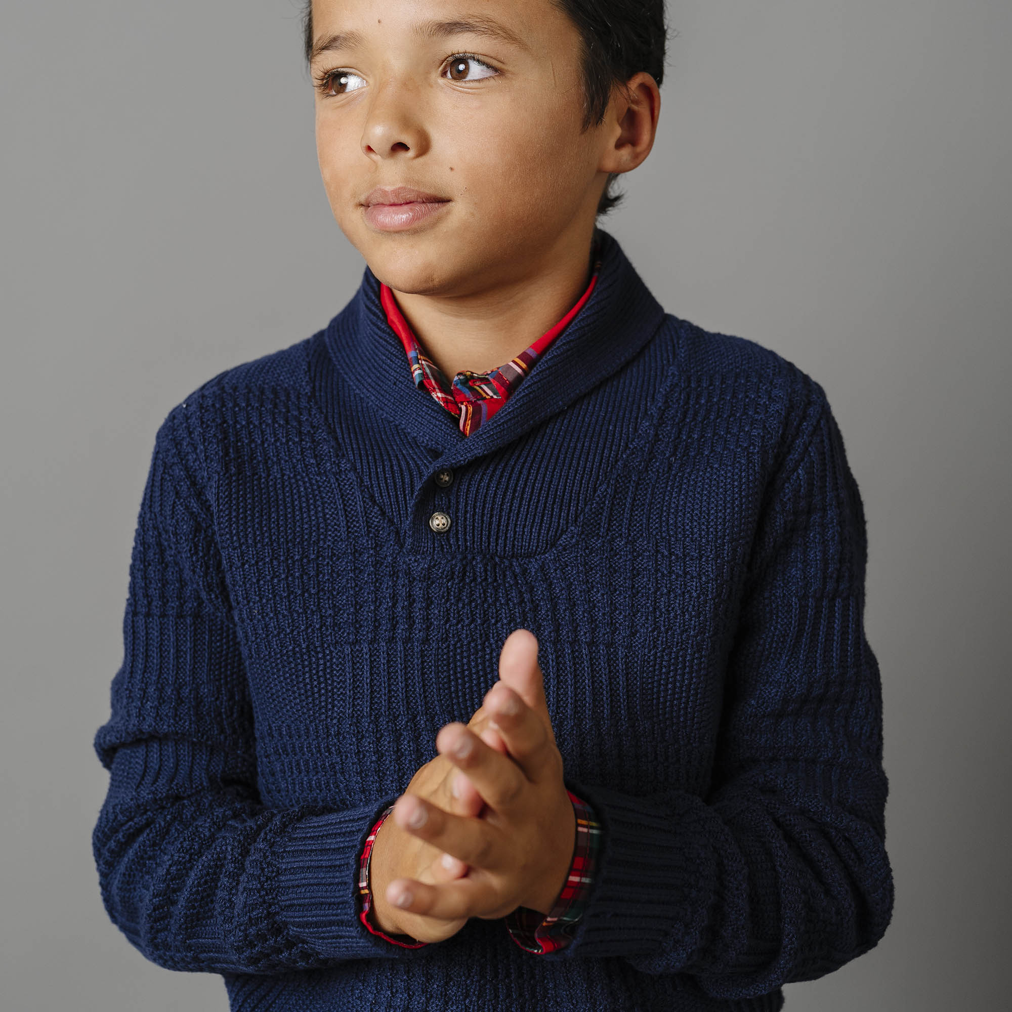 Organic Textured Shawl Collar Sweater - Baby