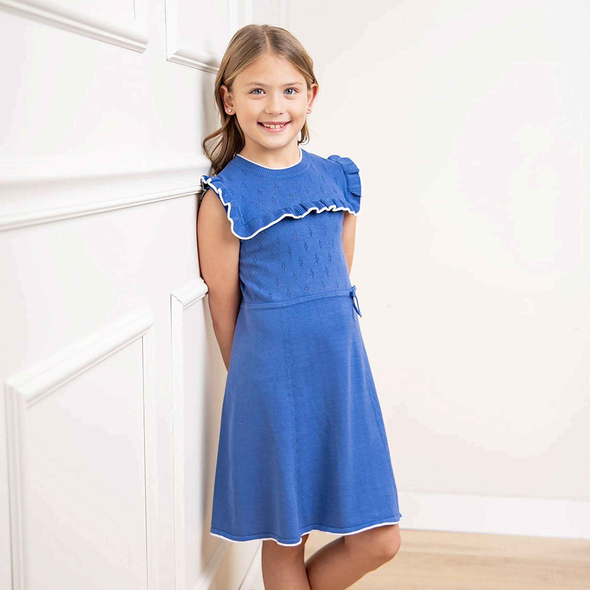 Ruffle Yoke Organic Sweater Dress