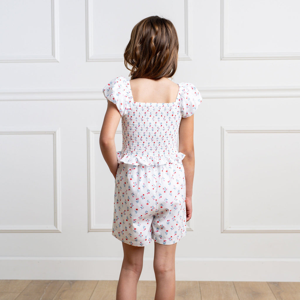 Organic Puff Sleeve Smocked Romper