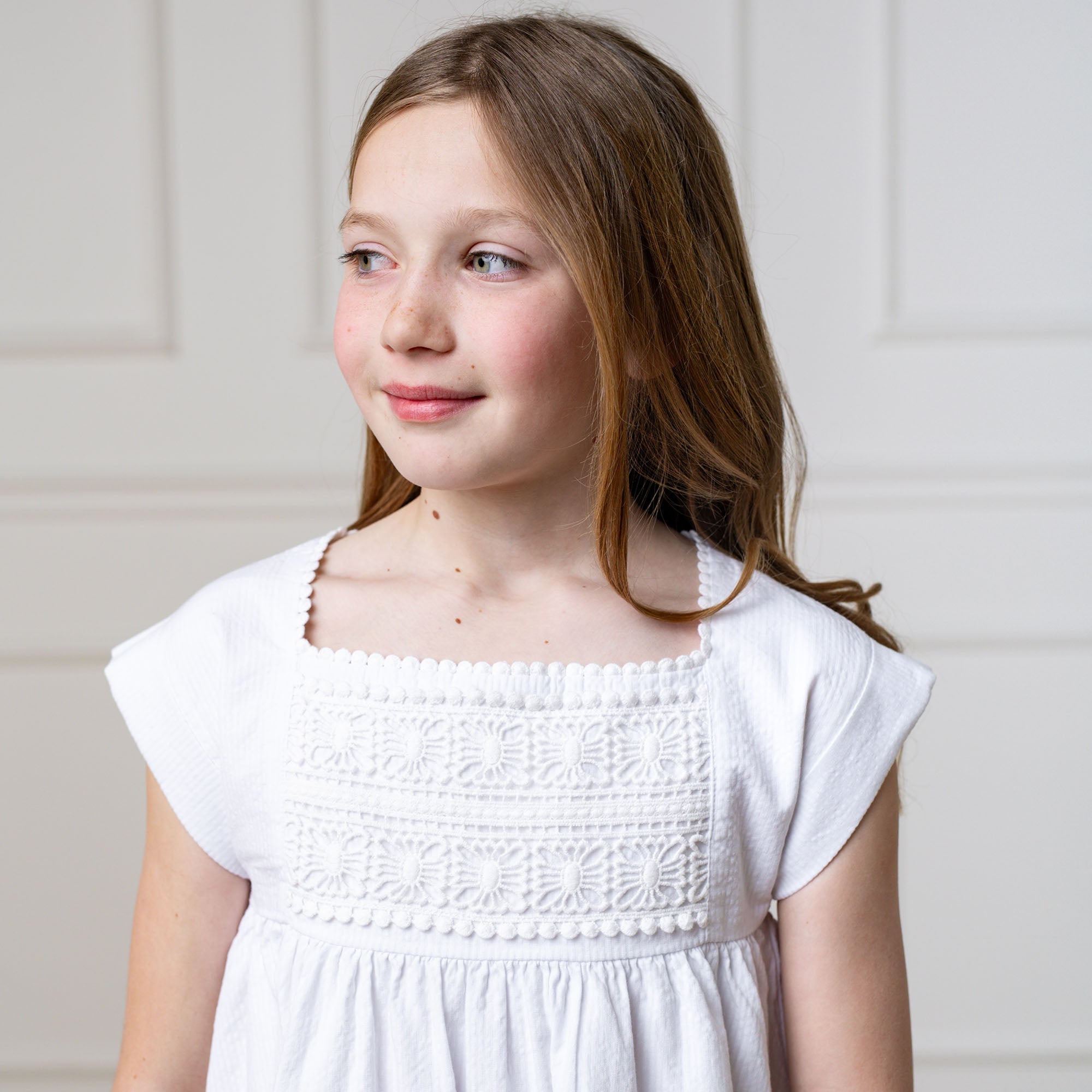 Organic Seersucker Empire Waist Dress