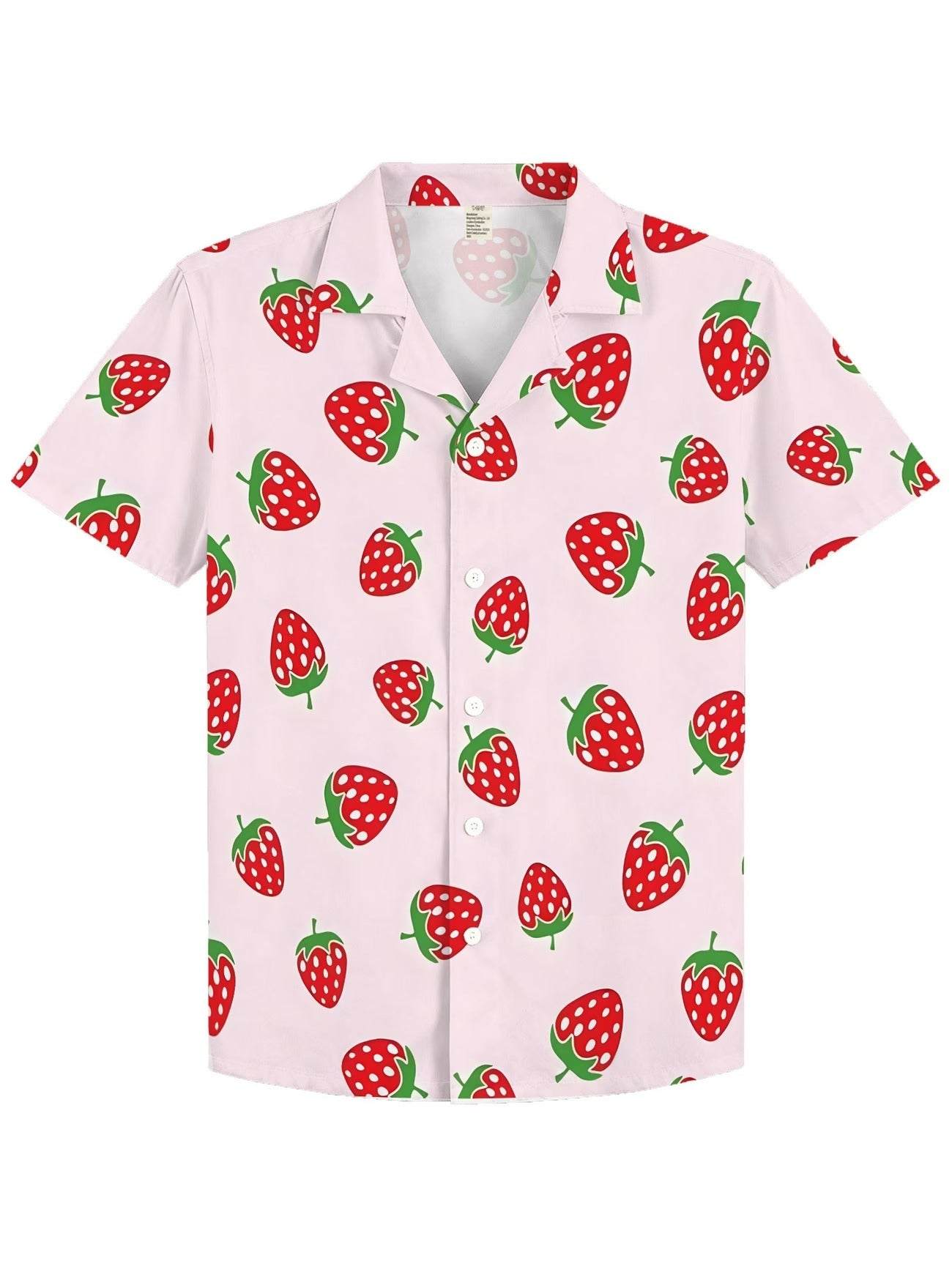 Boys’ Strawberry Print Cuban Collar Shirt – Sweet & Stylish Summer Button-Up