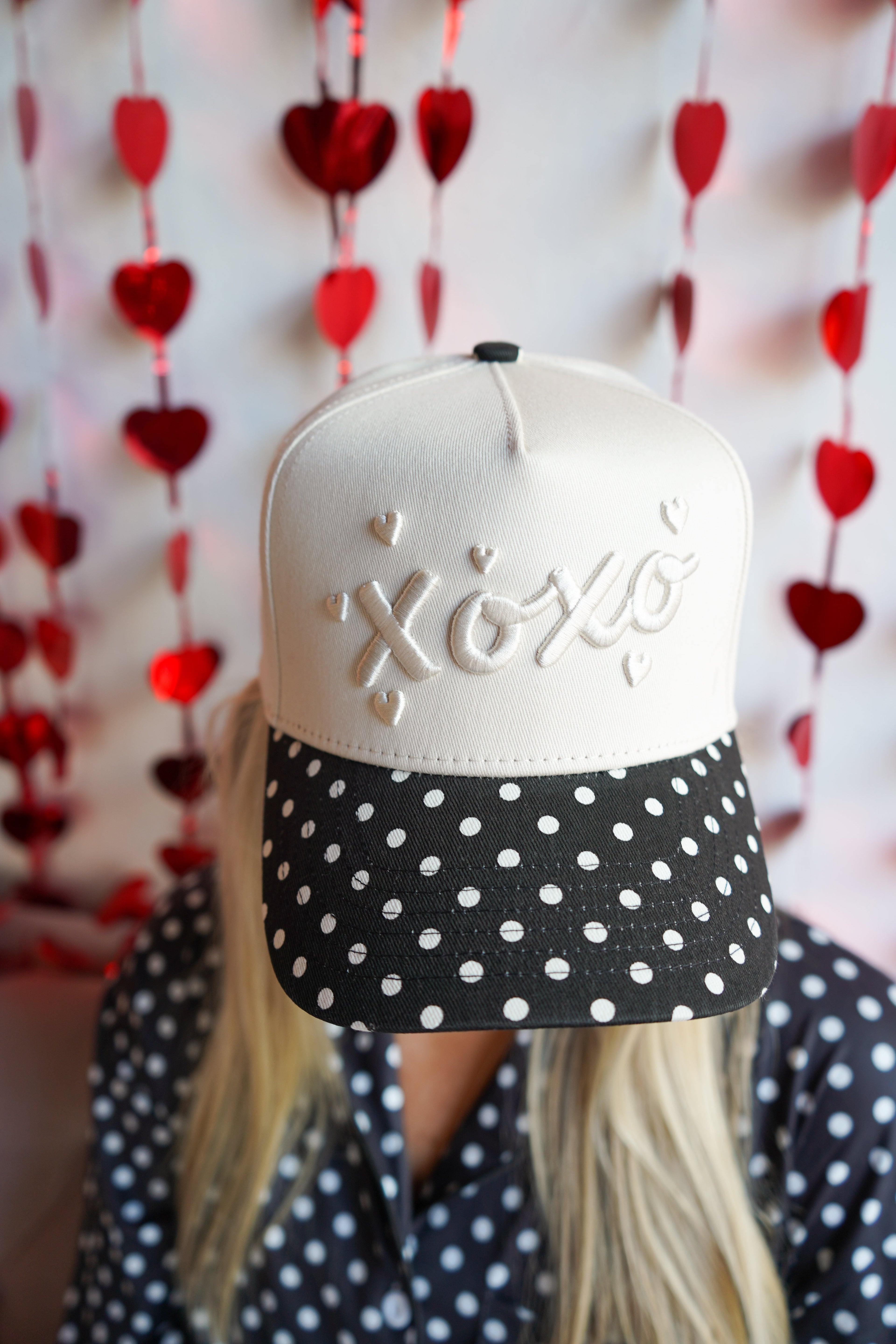 Xoxo - Black Polka Dot Vintage Trucker Hat