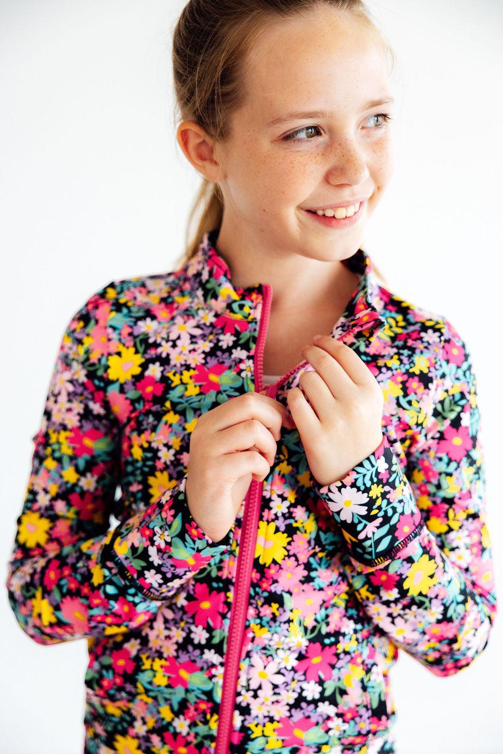 SALE Flexible Floral Full-Zip Ruffle Active Jacket
