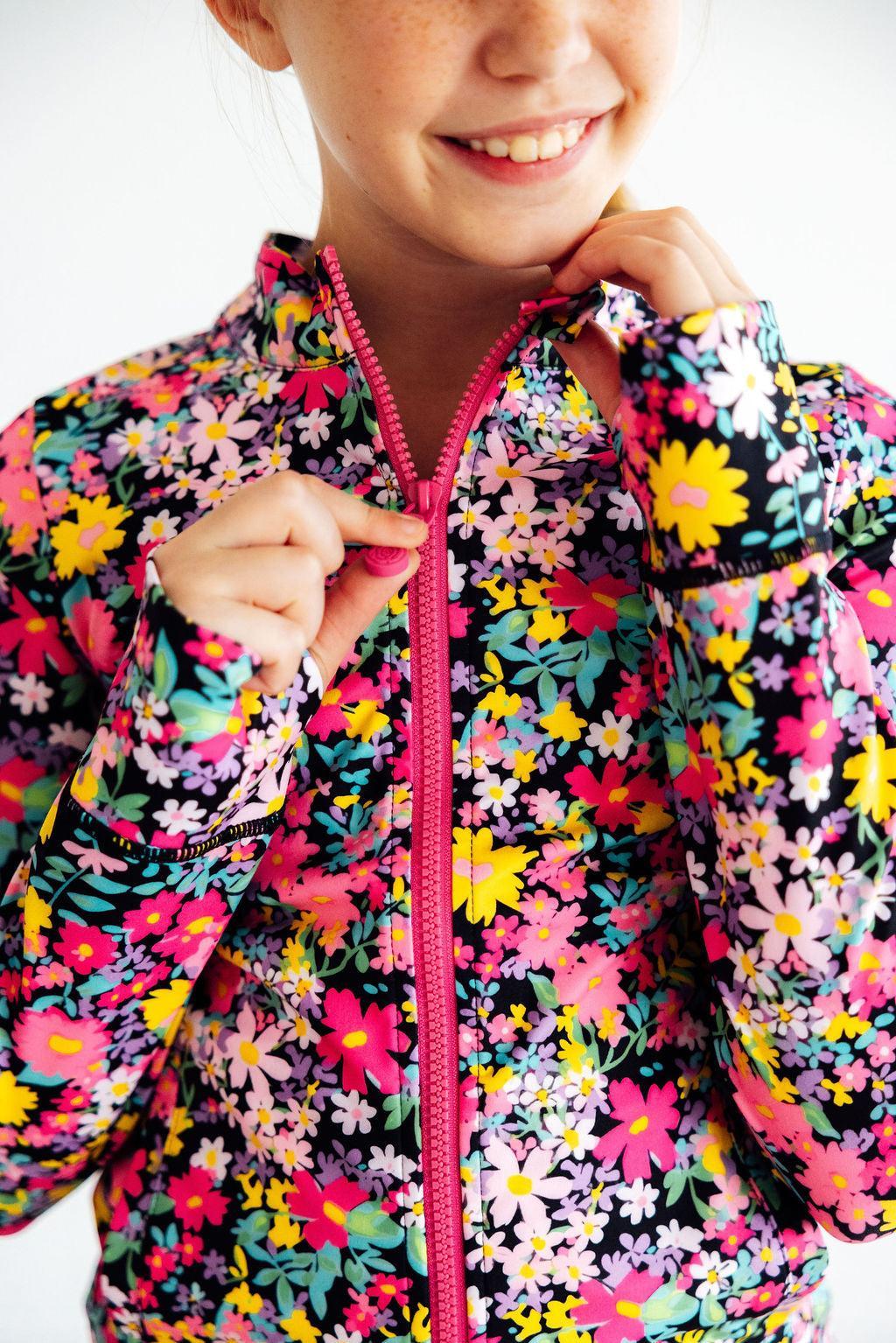 SALE Flexible Floral Full-Zip Ruffle Active Jacket