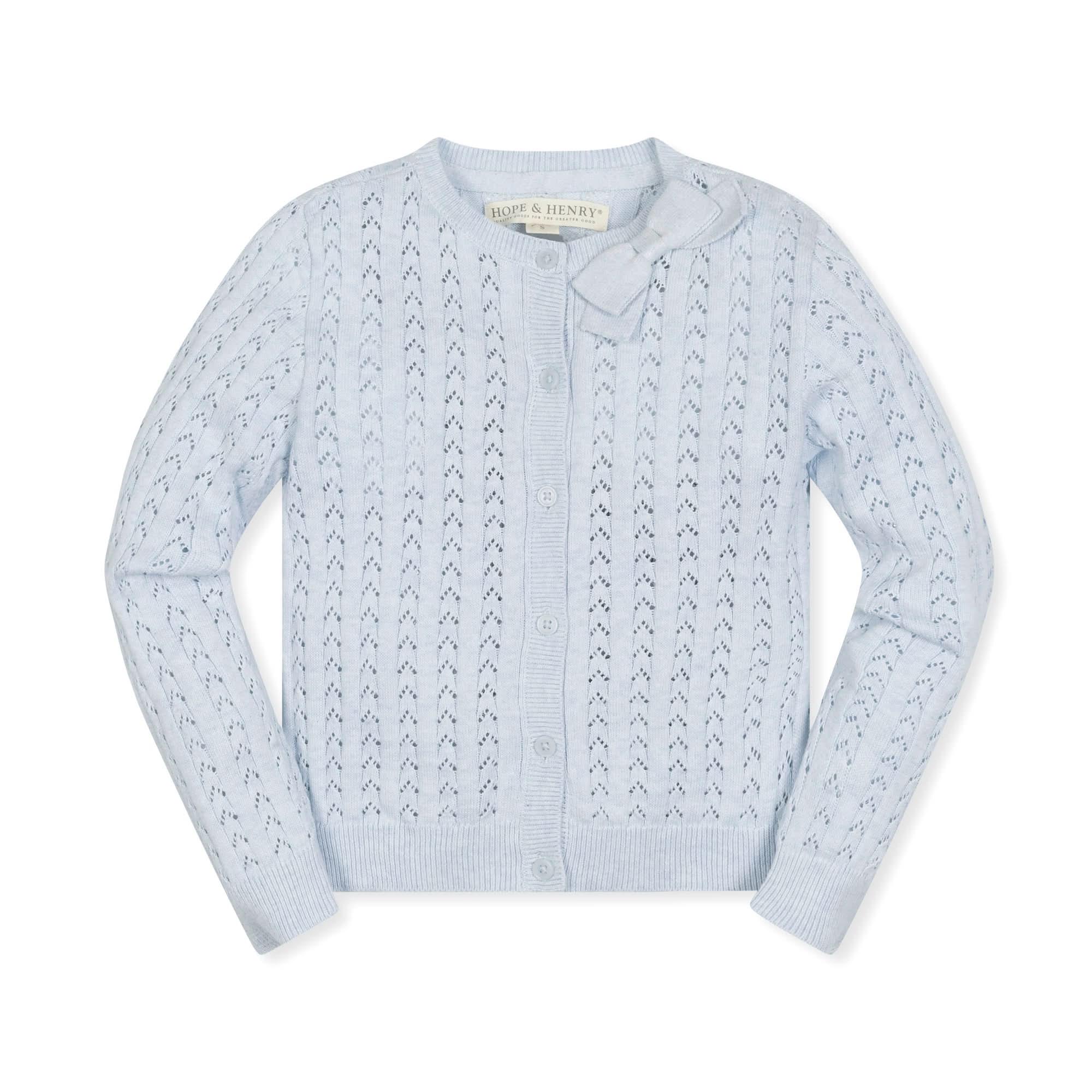 Organic Pointelle Bow Cardigan - Baby