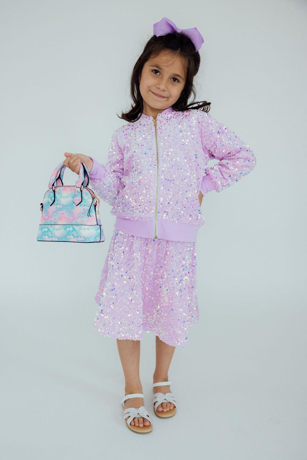 Lilac Velvet Sequin Twirl Skort