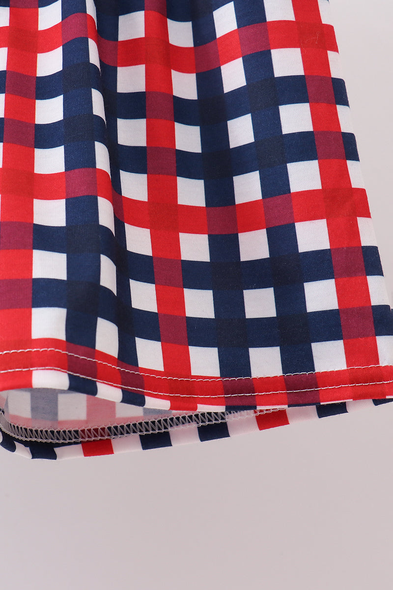 Navy flag applique gingham shorts set