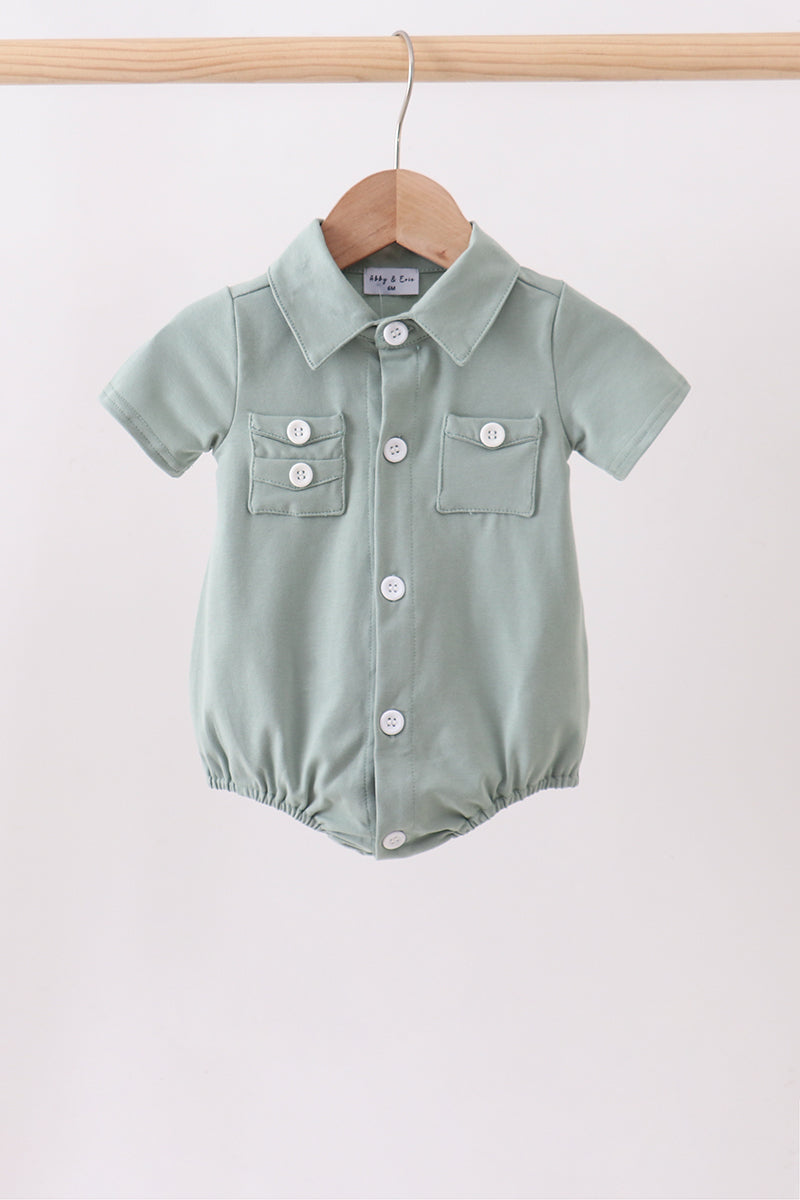 Sage pocket button down bubble