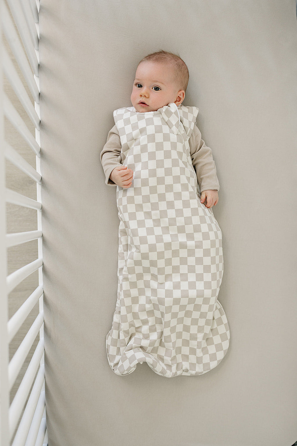 Taupe Checkered Bamboo Sleep Sack