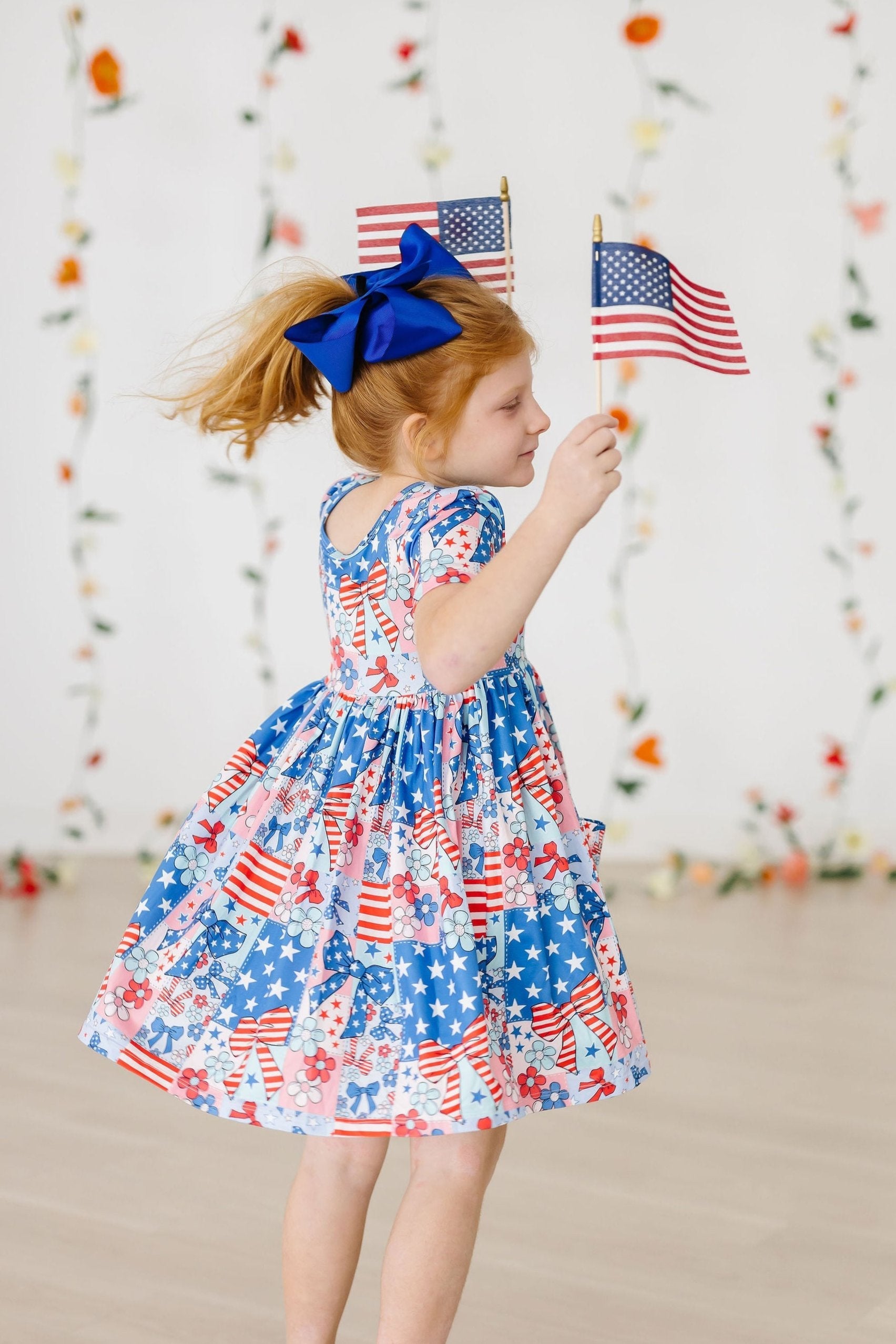 SALE Patriotic Patchwork S/S Pocket Twirl Dress