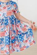 SALE Patriotic Patchwork S/S Pocket Twirl Dress