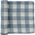 Dusty Blue Gingham Muslin Swaddle Blanket