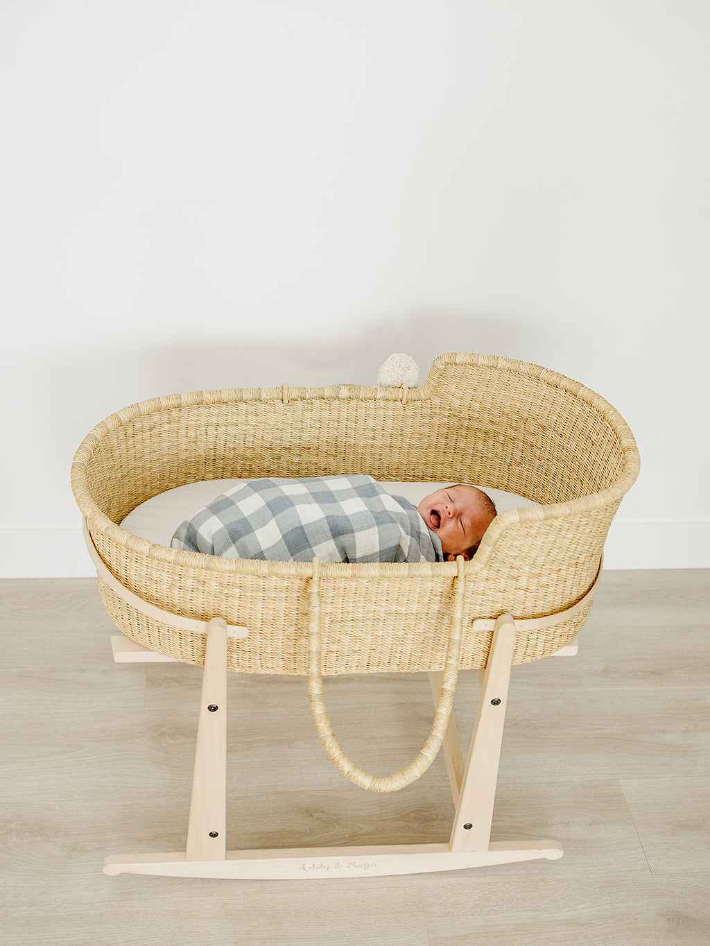 Dusty Blue Gingham Muslin Swaddle Blanket