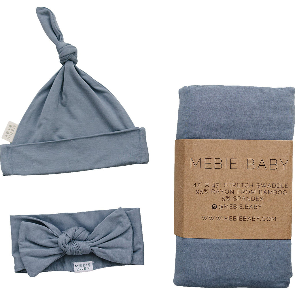 Dusty Blue Bamboo Hat OR Head Wrap Set