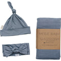 Dusty Blue Bamboo Hat OR Head Wrap Set