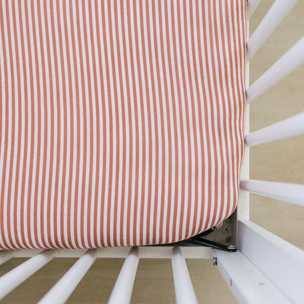 Pink Stripes Muslin Crib Sheet