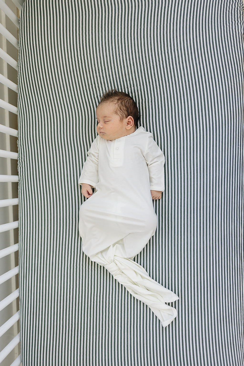Green Stripes Muslin Crib Sheet
