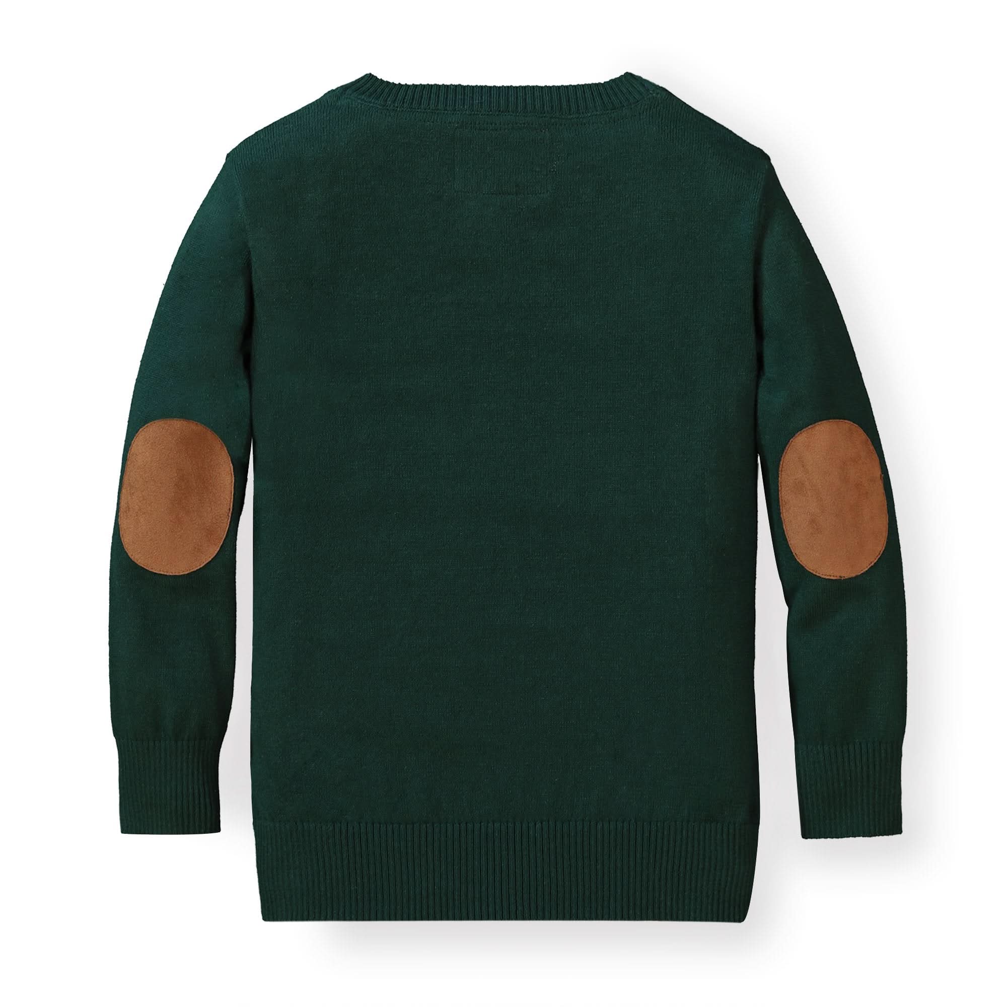 Fine Gauge V-Neck Organic Sweater with Elbow Patches - Baby
