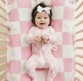 Checkered Plush Blanket | Pink